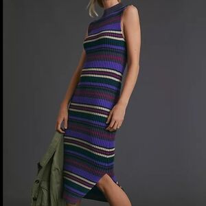 Dolan Purple and Yellow Striped Midi Dress